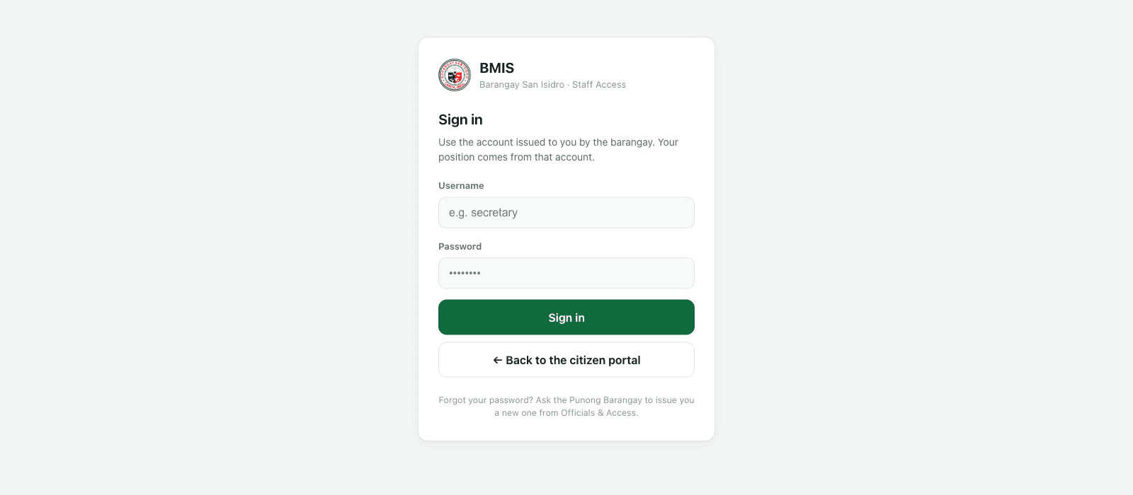 Autom8 BMIS: Staff access