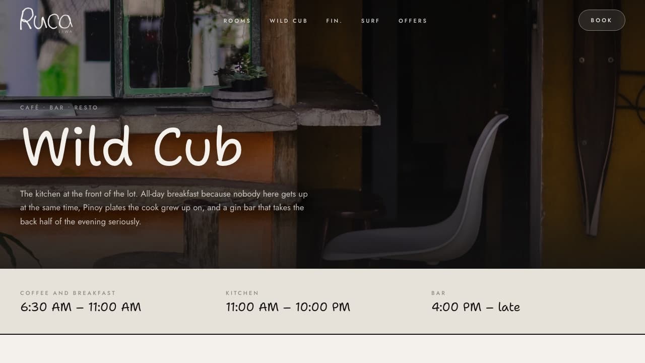 Ruca Liwa Resort: Wild Cub cafe and bar